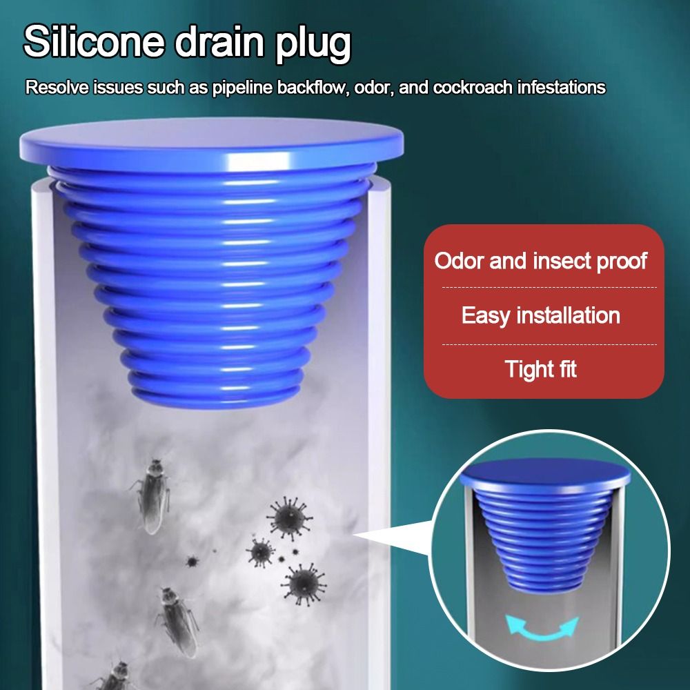 Drain Pipe Clip - シリコーン下水道管シールリング抗臭気詰まり防止床排水栓交換用ストッパー下水道シール穴シールプラグ