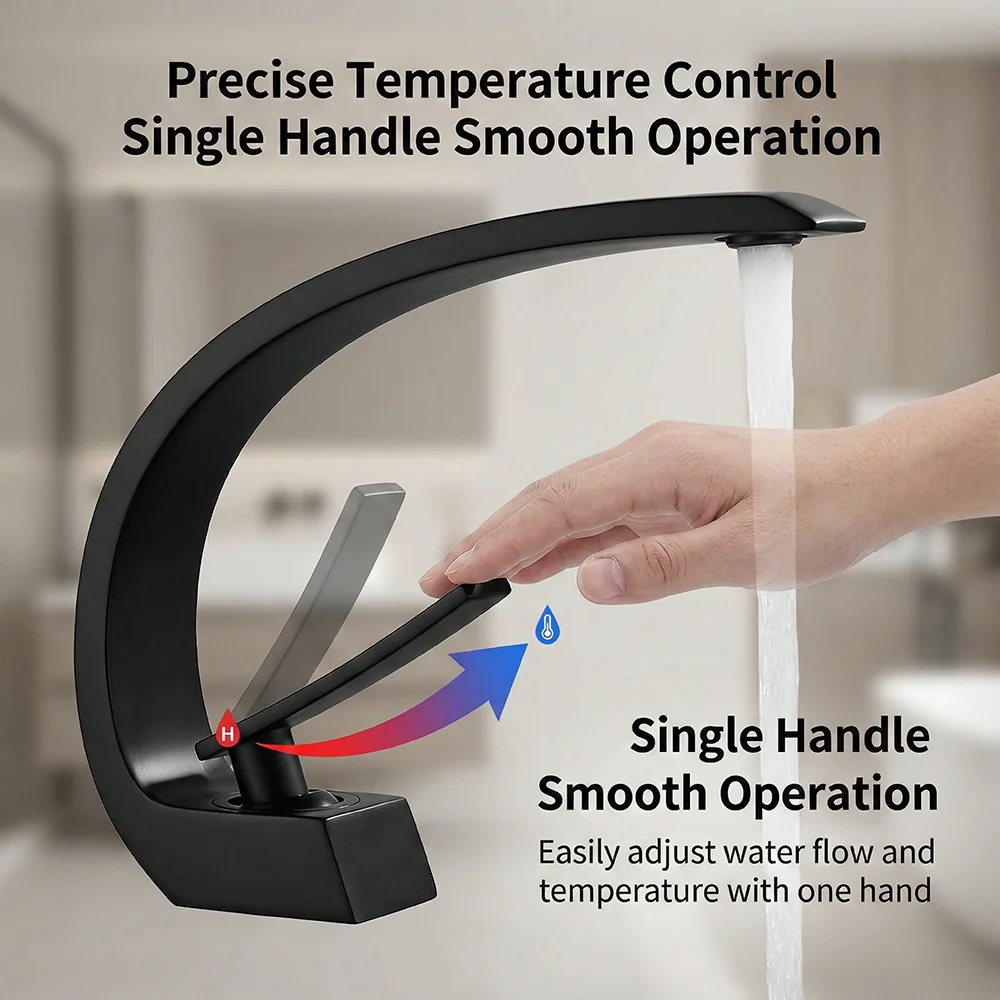 マットブラックの浴室用蛇口、アルミニウム合金製のモダンなC型 - Silicone Tap Washer のレビューと価格